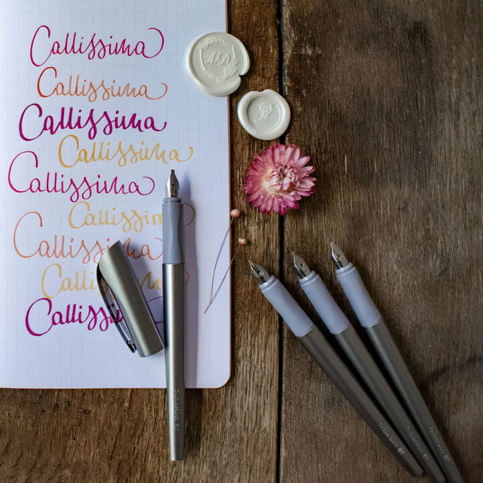 Set cadou stilou caligrafie italica Schneider Callissima, 3 penite interschimbabile, 6 patroane pastel, pentru hand lettering si bullet journal [7]