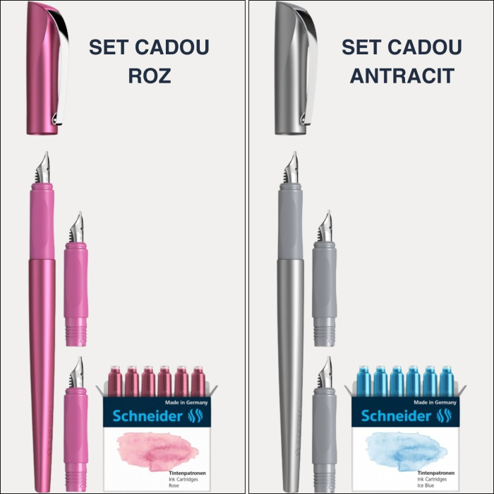 Set cadou stilou caligrafie italica Schneider Callissima, 3 penite interschimbabile, 6 patroane pastel, pentru hand lettering si bullet journal [3]