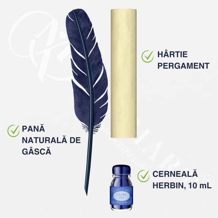 Set caligrafie cu pana de scris, Medieval writing set -  Jacques Herbin [2]