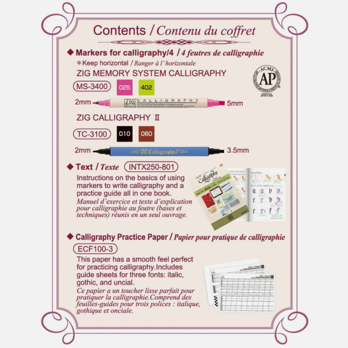 Set caligrafie pentru incepatori Kuretake A to ZIG Calligraphy Starter Set [3]