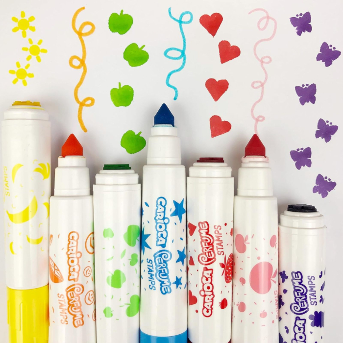 Set carioci cu stampila si varf dublu pentru copii, 2 in 1 desen + modele, non-toxice, Carioca Stamperello [6]