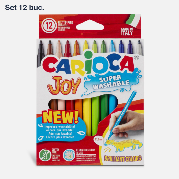 Set carioci diverse culori Carioca Joy, super lavabile, pentru copii, scoala si gradinita [2]