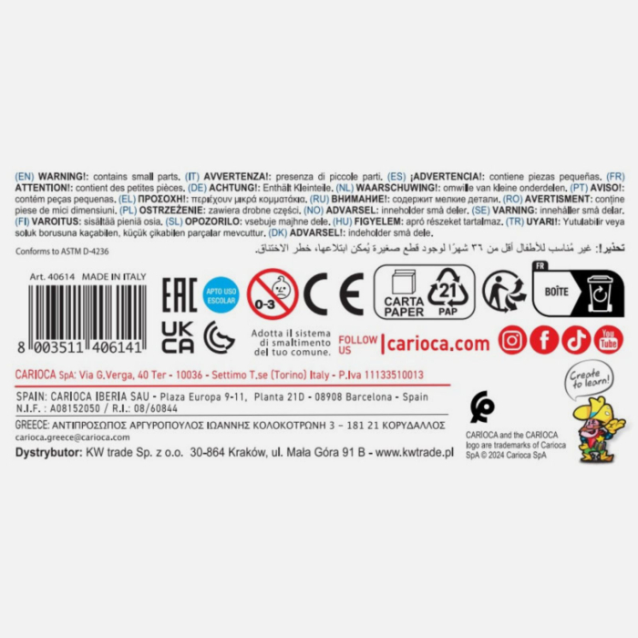 Set carioci diverse culori Carioca Joy, super lavabile, pentru copii, scoala si gradinita [10]