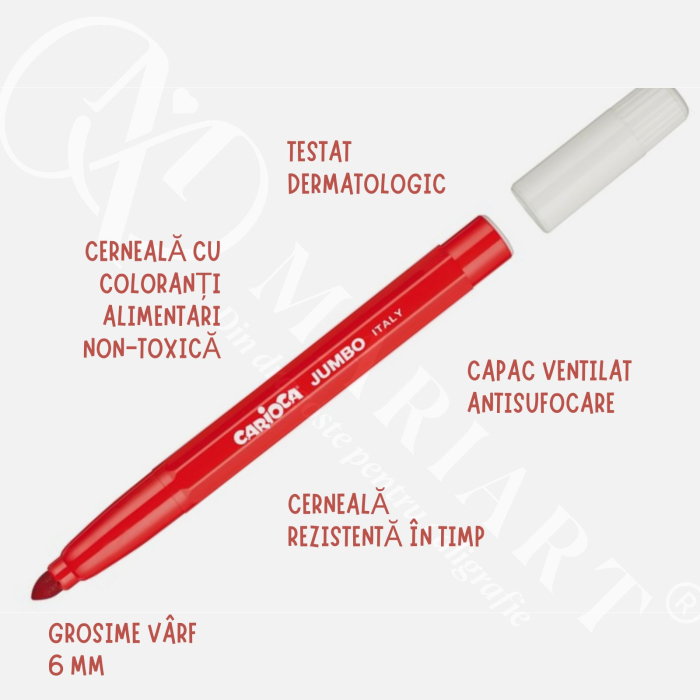 Set carioci diverse culori Carioca Jumbo, super lavabile, varf gros, pentru copii, scoala si gradinita [9]