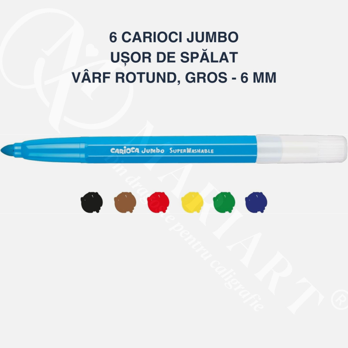 Set carioci diverse culori Carioca Jumbo, super lavabile, varf gros, pentru copii, scoala si gradinita [5]