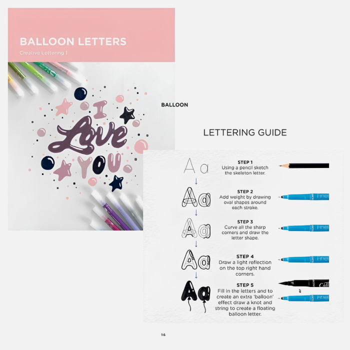 Set complet pentru invatare lettering, dedicat incepatorilor - Manuscript Class [4]