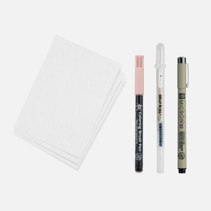 Set creativ Sakura Cherry Blossom cu instrumente complete pentru ilustratie + tutorial video [2]
