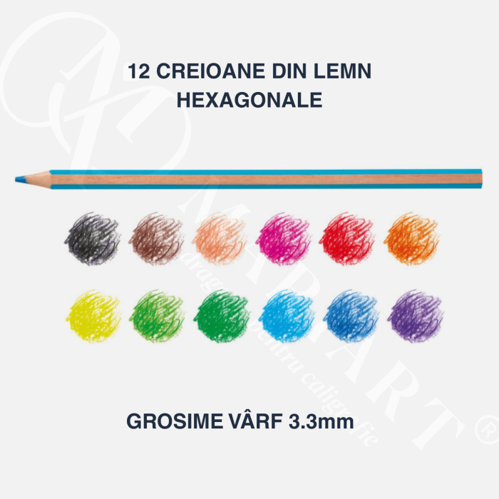 Set creioane colorate Carioca Supercolor, diverse culori, mina rezistenta, hexagonala, 3 mm, din lemn, pentru copii si elevi [4]