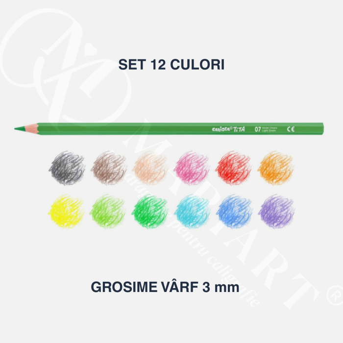 Set creioane colorate Carioca Tita, diverse culori, mina rezistenta, hexagonala, 3 mm. pentru copii si elevi [2]