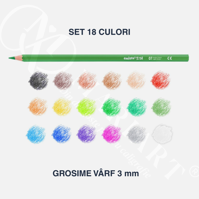 Set creioane colorate Carioca Tita, diverse culori, mina rezistenta, hexagonala, 3 mm. pentru copii si elevi [4]