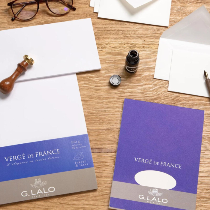 Set de corespondenta premium, plic 125g + cartolina 300g, hartie din bumbac Verge de France, alb cremos, 114 x 162 mm, G. Lalo - Clairefontaine [4]