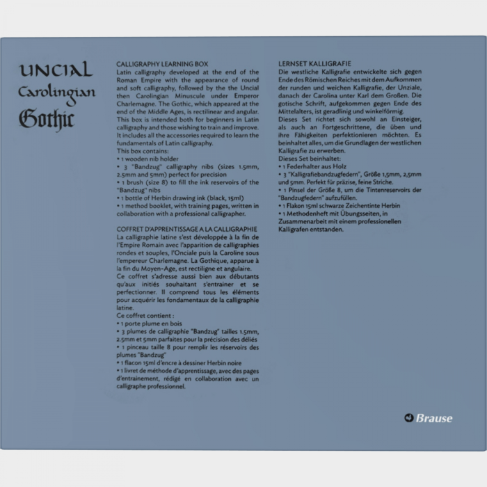 Set de invatare caligrafie latina, stiluri Uncial, Carolingian, Gotic - Brause [6]