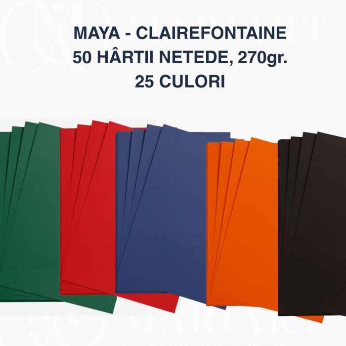 Set hartie colorata neteda, 270 g, 25x35 cm, 25 culori x 2 bucati - Maya Clairefontaine [2]