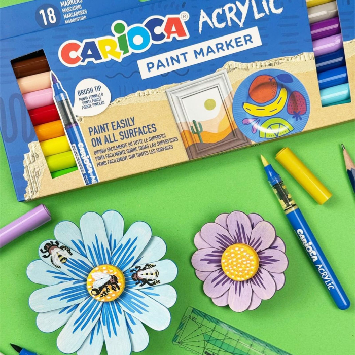 Set markere cu vopsea acrilica, varf pensula pentru multiple suprafete, Carioca Acrylic [11]