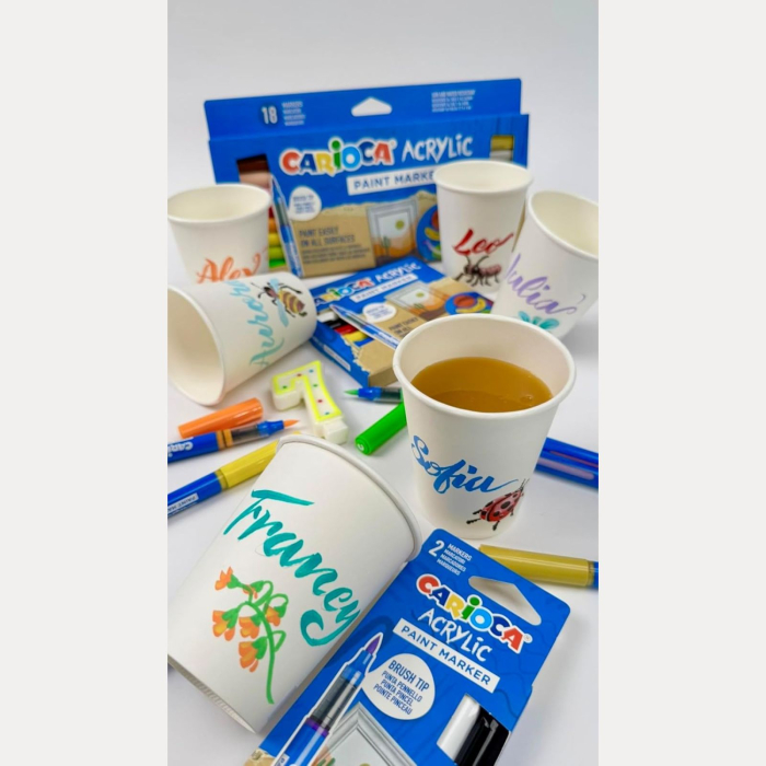 Set markere cu vopsea acrilica, varf pensula pentru multiple suprafete, Carioca Acrylic [9]