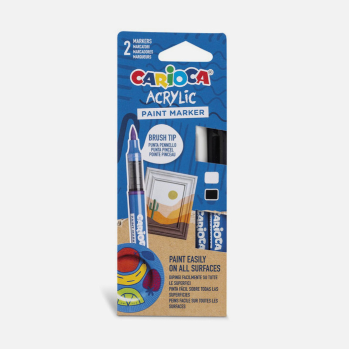 Set markere cu vopsea acrilica, varf pensula pentru multiple suprafete, Carioca Acrylic [3]