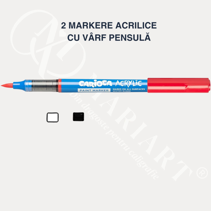 Set markere cu vopsea acrilica, varf pensula pentru multiple suprafete, Carioca Acrylic [6]