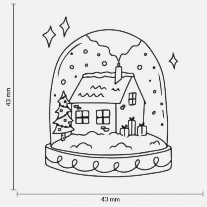 Stampila Glob de zapada de Craciun, 43x43mm, May&Berry pentru hobby, art&craft, activitati copii [3]