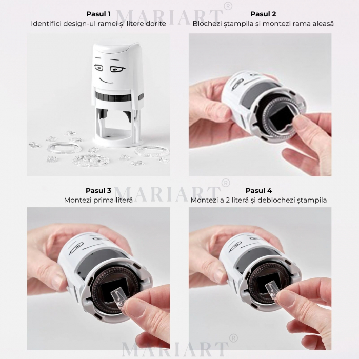Stampila cu initiale miri pentru personalizare plicuri nunta COLOP NIO Monogram, 40mm [3]