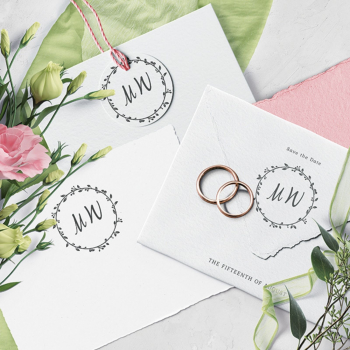 Stampila cu initiale miri pentru personalizare plicuri nunta COLOP NIO Monogram, 40mm [6]