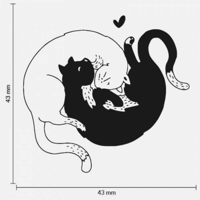 Stampila Pisici Yin&Yang, 43x33mm, May&Berry pentru hobby, art&craft, activitati copii [3]