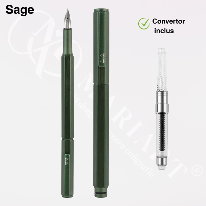 Stilou premium Rhodia, corp metalic, penita iridiu, design hexagonal, convertor inclus, Fountain pen [7]