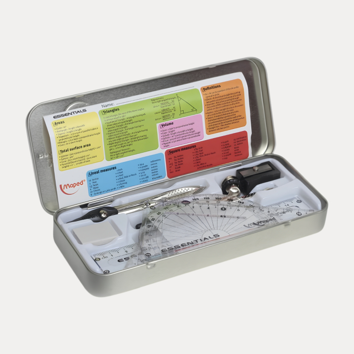 Trusa geometrie Maped Essentials Metal, 9 piese, set complet [2]