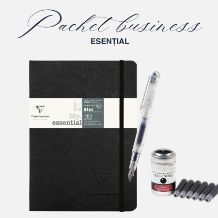 SETURI EXCLUSIVE - Pachet premium business, vanzari, manageri_agenda piele artificiala, stilou si rezerve cerneala negre