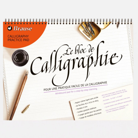 Seturi si manuale caligrafie - Bloc de hartie spiralat pentru exersare caligrafie 50 foi, 90g, A3 - Brause