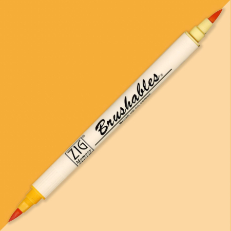 INSTRUMENTE DE SCRIS - Brush pen Kuretake ZIG Brushables, 2 culori in 1 - Apricot
