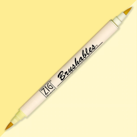 SCRIS DE MANA - Brush pen Kuretake ZIG Brushables, 2 culori in 1 - Butter