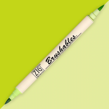 SCRIS DE MANA - Brush pen Kuretake ZIG Brushables, 2 culori in 1 - Kiwi
