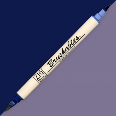 INSTRUMENTE DE SCRIS - Brush pen Kuretake ZIG Brushables, 2 culori in 1 - Navy