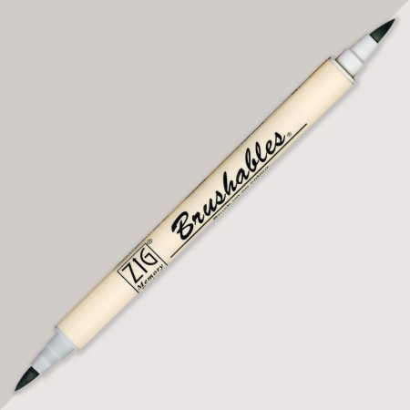 INSTRUMENTE DE SCRIS - Brush pen Kuretake ZIG Brushables, 2 culori in 1 - Platinum