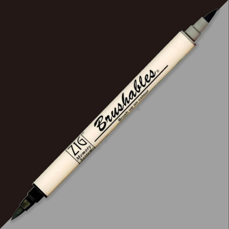 Brush pens - Brush pen Kuretake ZIG Brushables, 2 culori in 1 - Pure black