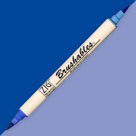 INSTRUMENTE DE SCRIS - Brush pen Kuretake ZIG Brushables, 2 culori in 1 - Pure blue
