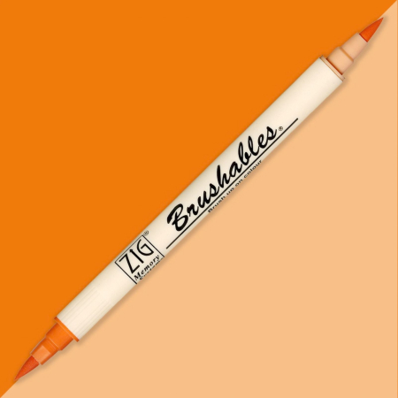 INSTRUMENTE DE SCRIS - Brush pen Kuretake ZIG Brushables, 2 culori in 1 - Pure Orange