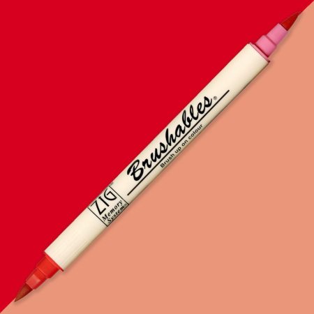 Brush pens - Brush pen Kuretake ZIG Brushables, 2 culori in 1 - Pure Red
