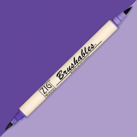 INSTRUMENTE DE SCRIS - Brush pen Kuretake ZIG Brushables, 2 culori in 1 - Pure Violet
