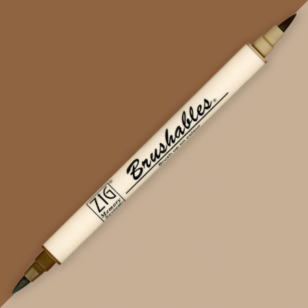 INSTRUMENTE DE SCRIS - Brush pen Kuretake ZIG Brushables, 2 culori in 1 - Root Beer Float