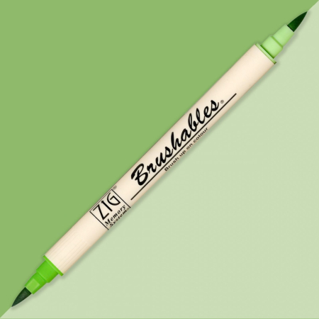 INSTRUMENTE DE SCRIS - Brush pen Kuretake ZIG Brushables, 2 culori in 1 - Spring Green