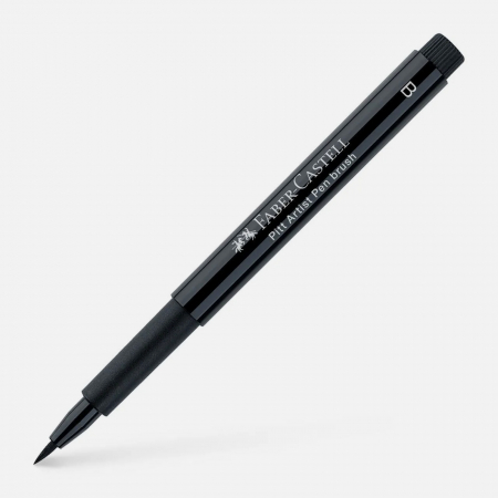 Brush pens - Brush pen, marker negru cu varf pensula, Pitt – Faber Castell