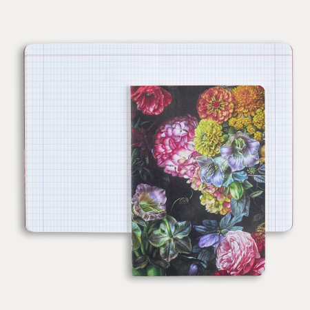 Bomo Art - Caiet notite Bomo Memo M6, Still Life with Dahlias, A5, hartie ivory 90g/mp, 72 file
