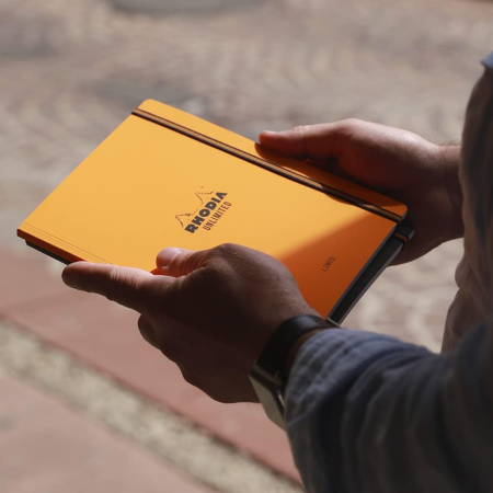 AGENDE SI PLANNERE - Caiet Rhodia Unlimited pentru notite si organizare, 60 file, A5+, orange - liniatura matematica