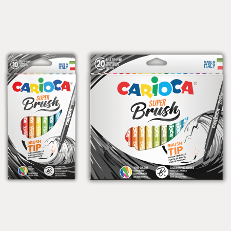 Carioci - Carioci cu varf tip pensula, brush pens pentru desen si caligrafie, lavabile, Carioca Super Brush