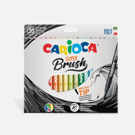 Carioci - Carioci cu varf tip pensula, brush pens pentru desen si caligrafie, lavabile, Carioca Super Brush