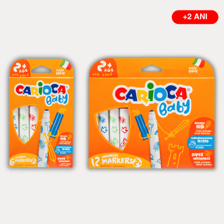 Carioci - Carioci lavabile copii 2+ ani, usor de curatat, ideale pentru desen si dezvoltare creativa, Carioca Baby