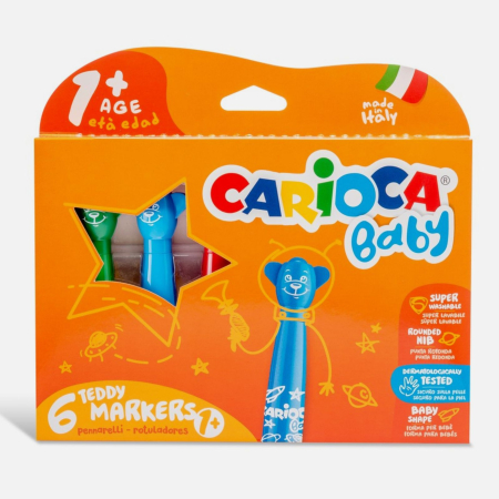 Carioci - Carioci lavabile pentru copii 1 an, non-toxice, usor de curatat de pe piele si haine, Carioca Baby