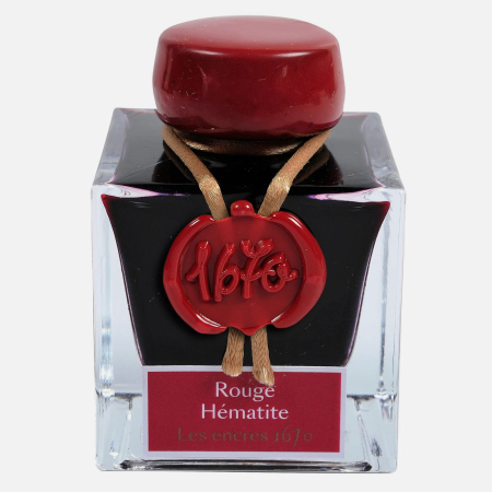 Cerneala calimara - Cerneala sidefata stilou, Jacques Herbin 1670 - Rouge Hematite, 50 ml, Editie aniversara