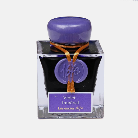 Cerneala calimara - Cerneala sidefata stilou, Jacques Herbin 1670 - Violet imperial, 50 ml, Editie aniversara